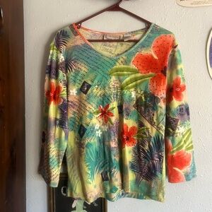 Chico's Multicolor Floral Long Sleeve Top